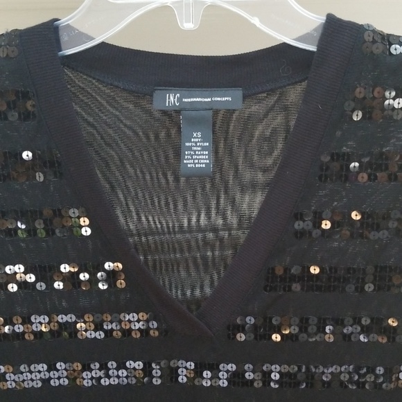 NWOT I.N.C Sequin Short Sleeve Tunic, Size XS - Picture 2 of 5